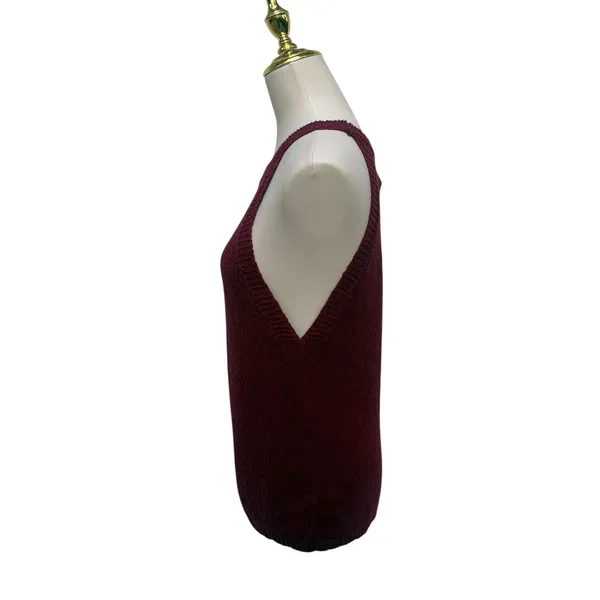 Maeve Halter Knit Tank Top Burgundy‎ Red 100% Cotton Sz M Anthropologie Boho - Image 4