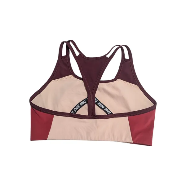 Nike Swoosh Logo Sports Bra Colorblock Cut Out Pink Maroon Purple Womens Medium - Image 3