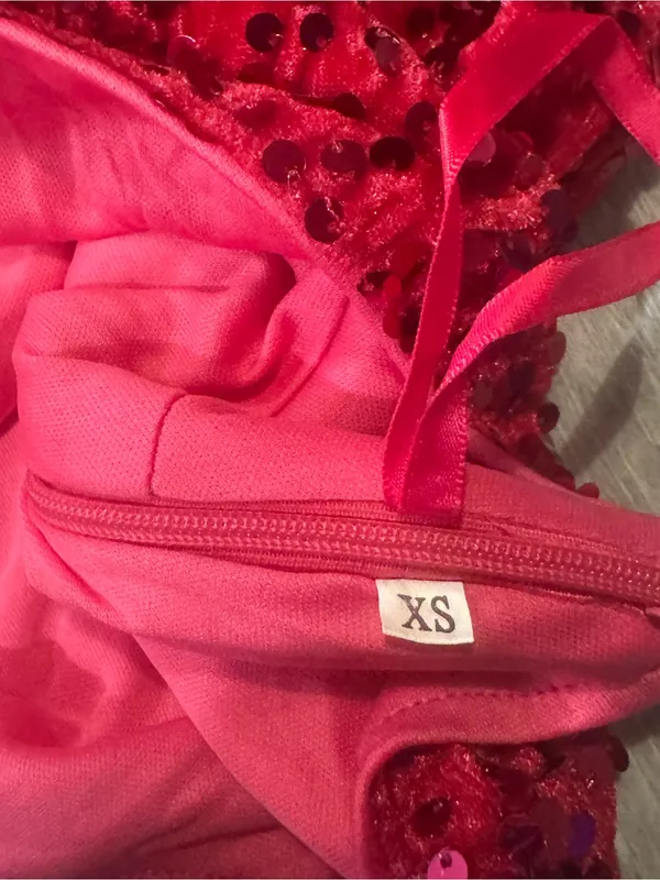 Sexy Sequined Off Shoulder Party Mini Dress Pink Size XS - Image 7