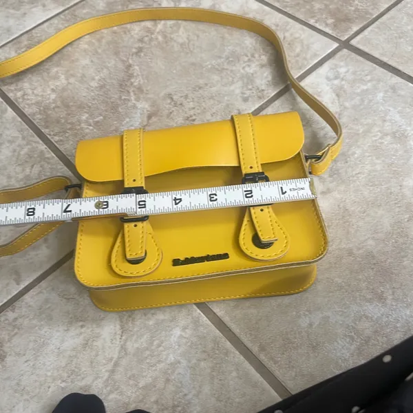 Dr Martens 7 Inch Yellow Leather Satchel Mini Crossbody Bag Buckle Accent - Image 7