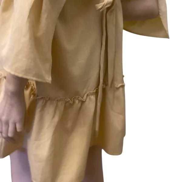 NWT Macaw Flutter sleeve Yellow Bohemian‎ mini dress Size M - Image 9