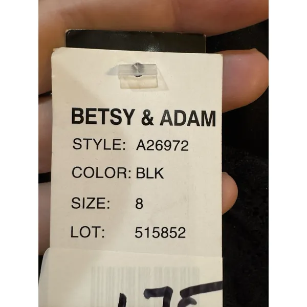 Betsy & Adam Women's Black Sequined Lace Corset Gown Dress Size 8 Sweatheart - Image 7
