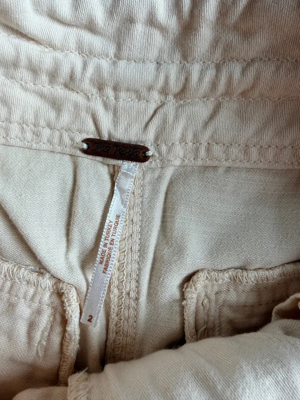 Free People Cream Chino Drawstring Maxi Skirt Safari Coastal Grandmother Utility - Image 3
