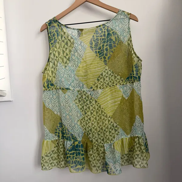 Y2K Large Geometric Patchwork Babydoll‎ Tank Lightweight Fairy Forest goblin - Image 5