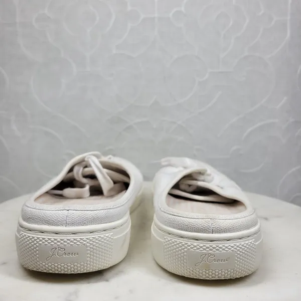 J.Crew Slip-on Sneakers Womens 8 White Canvas Slide On Lace Up Casual Mule - Image 6