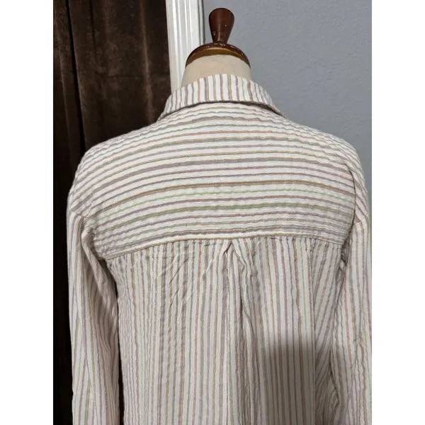 Free People Striped Tunic Shirt‎ Womens XS Long Sleeve Boho Split Neck Pullover - Image 15