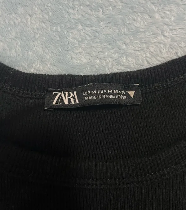 ZARA Black Tank Top Ribbed Crop - Image 3