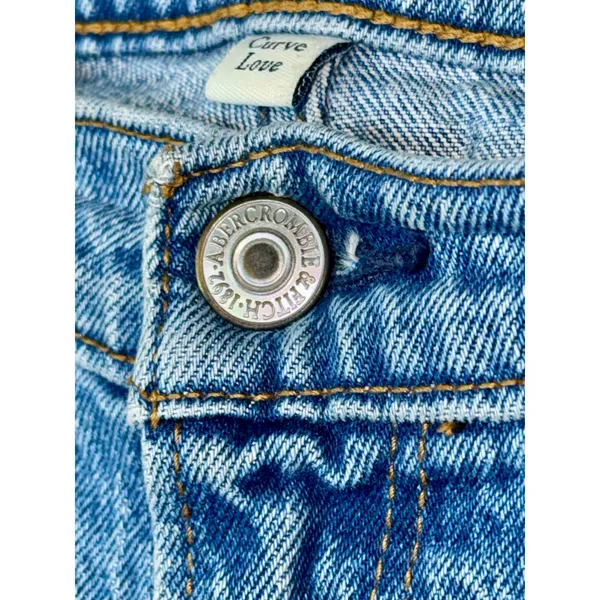 Abercrombie & Fitch Curve Love The Straight Mid Rise Blue Denim Jeans Size 30 10 - Image 5