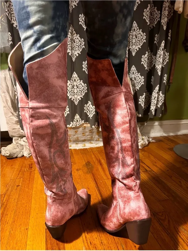 Coastal cowgirl pink knee boots - Image 7