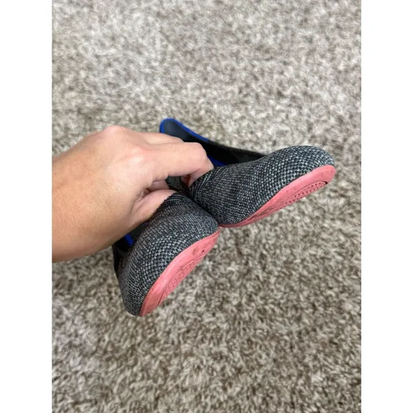 Rothys Women 7 The Flat Birdseye Charcoal Gray Pink Sole Round Toe Flats Shoes - Image 4