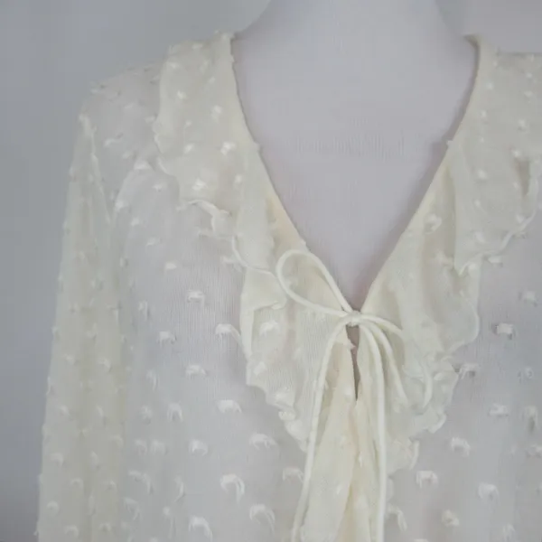 By ANTHROPOLOGIE Long-Sleeve Clip Dot Sheer Textured Blouse Women's Size Medium - Image 8