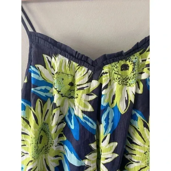 Aerie Gauzy Cotton Floral Tassel Swim Cover‎ Dress Size S Blue Green Boho Beach - Image 3