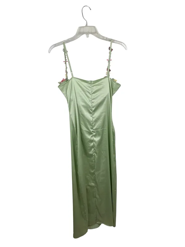 Y2K Fairycore Green Satin Slip Maxi Dress Size Medium Flower Strap Bodycon - Image 13