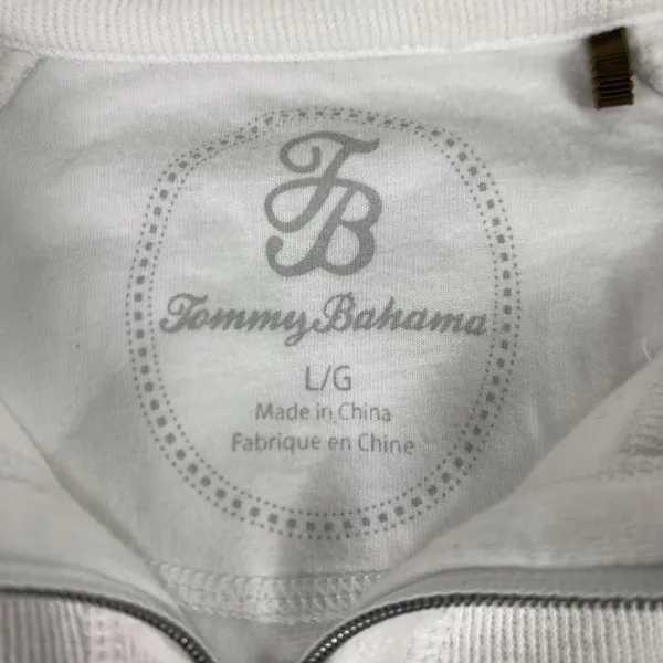 Tommy Bahama Sweater Womens Large White Stripe 1/4 Zip Mock Neck Knit‎ Pullover - Image 7