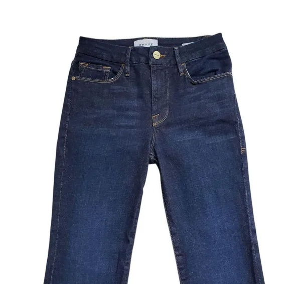 Frame Le Crop Mini Boot Jeans Womens 25 Blue Denim Fray Raw Hem Stretch - Image 11