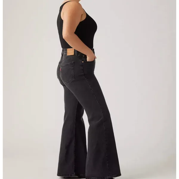 New Levi's 28x32 Premium Ribcage Bell Women's Jeans On The Town Black - Image 3