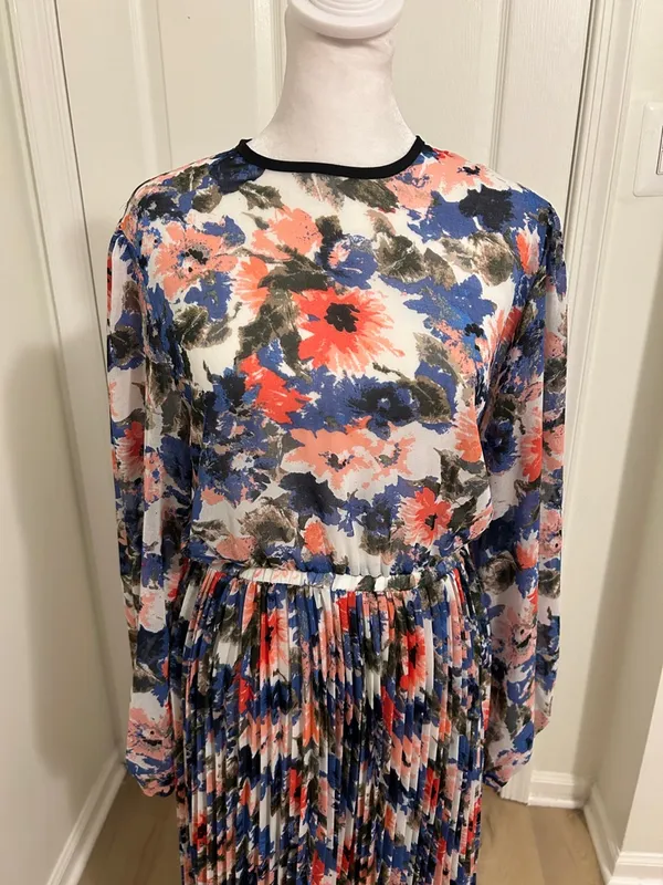 Misa Los Angeles Juliana Pleated Midi Dress In Tie Dye Floral New Size XS - Image 8