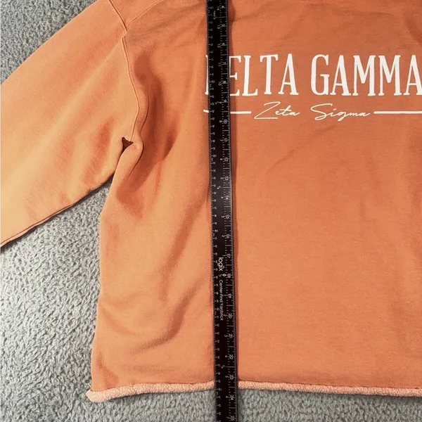Comfort Colors Oversized Sweatshirt Women‎ L Delta Gamma Zeta Sigma Raw Hem Cozy Collegiate y2k - Image 4