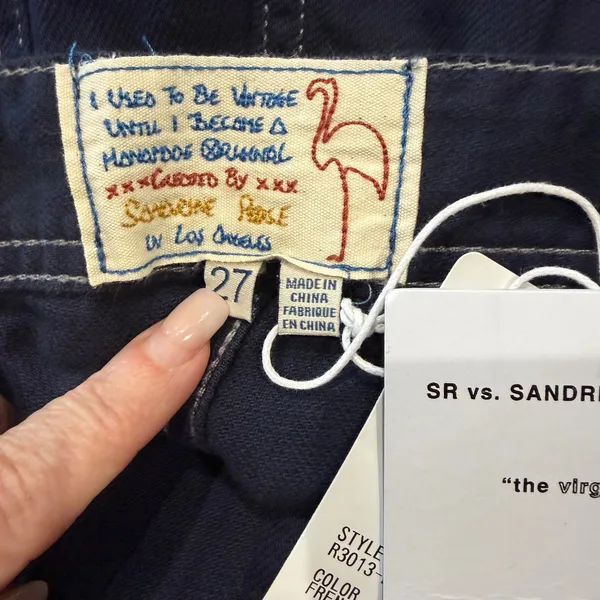 Sandrine Rose NWT Pants Women's 27 Navy Patchwork Workwear Indie Utility Ankle - Image 9