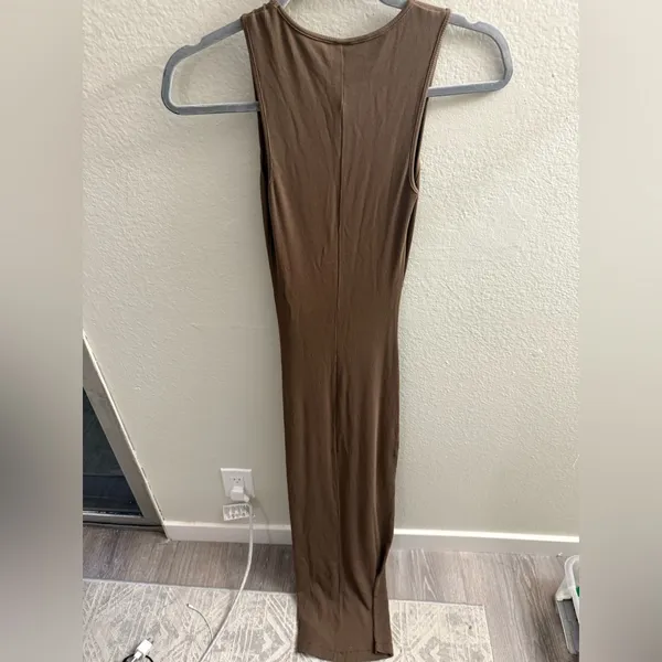 Skims Ribbed Soft Lounge Maxi Dress Size S Bodycon Brown Vacation Spring Summer - Image 4