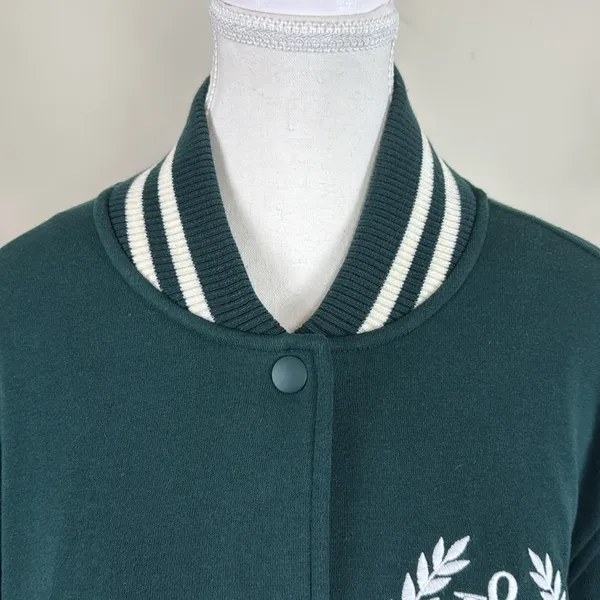 Lou & Grey Women's Forest Green Varsity Jacket Size‎ Medium - Image 4