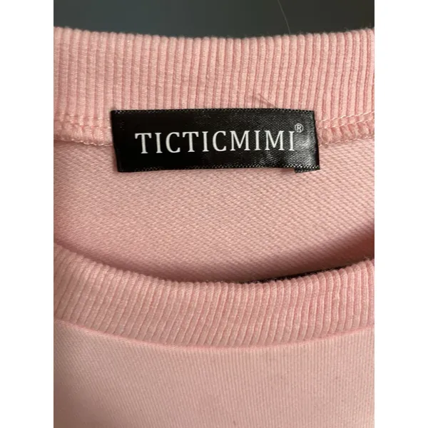 TICTICMIMI Color Block Sweatshirt Pink Grey Casual Long Sleeve‎ Size M - Image 3