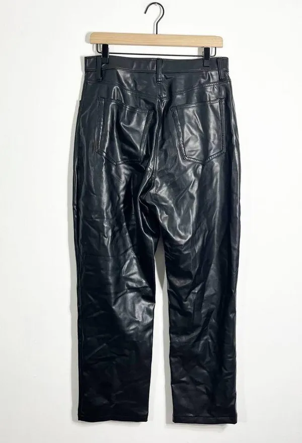 Abercrombie SHORT 90’s Straight Ultra High Rise Vegan Leather Black Pants 12 - Image 8