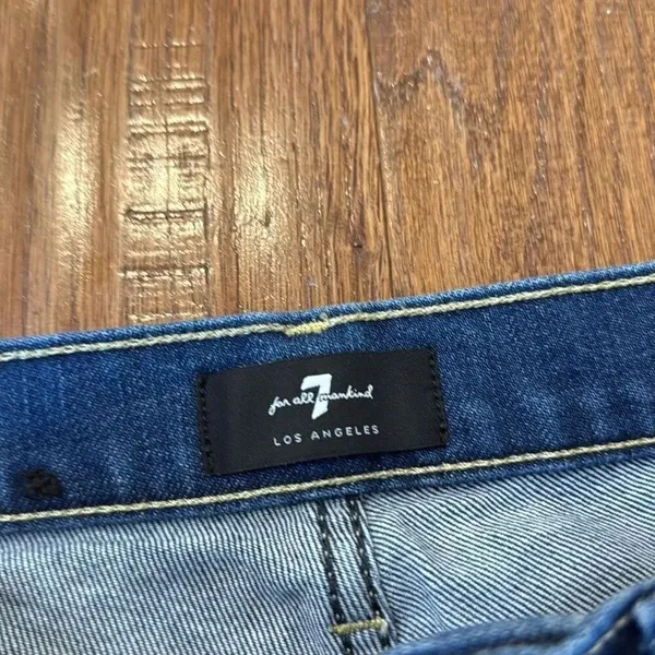 7 for all mankind Josephine high rise straight crop chewed hem jeans 27 - Image 4