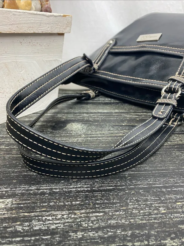 Nine West 100% Leather Black Shoulder Tote Bag - Image 5