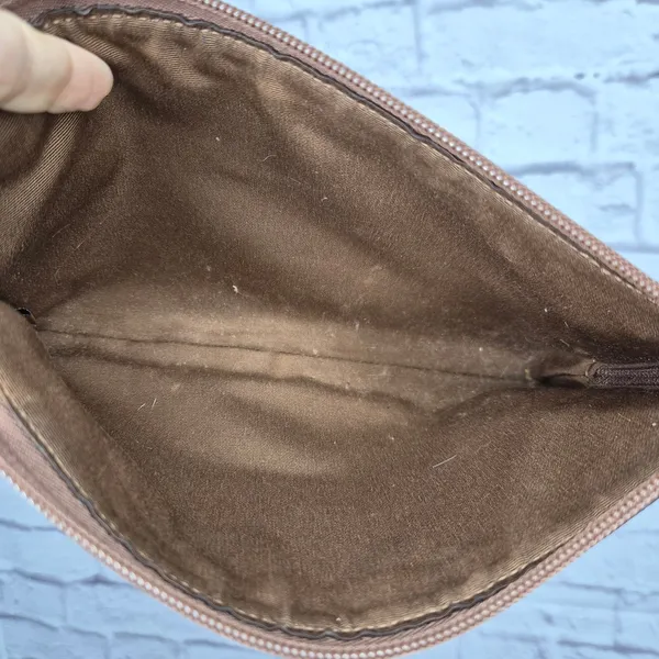 COACH F34263 Large Storypatch Creed Wristlet Pouch Saddle Tan Brown Zip Clutch - Image 6