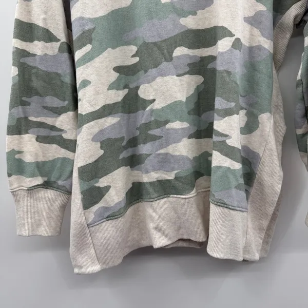 Aerie Good Vibes Oversized Gray Green Camo Print Long Sleeve Sweater Sz‎ M - Image 3