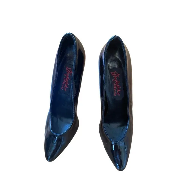 80s 90s Vintage Fredericks of Hollywood Patent Leather Black Pumps Heels 6.5 - Image 2