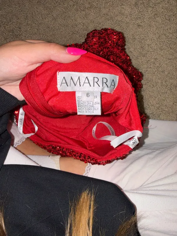 Amarra Red Sequin Dress Size 6 - Image 5