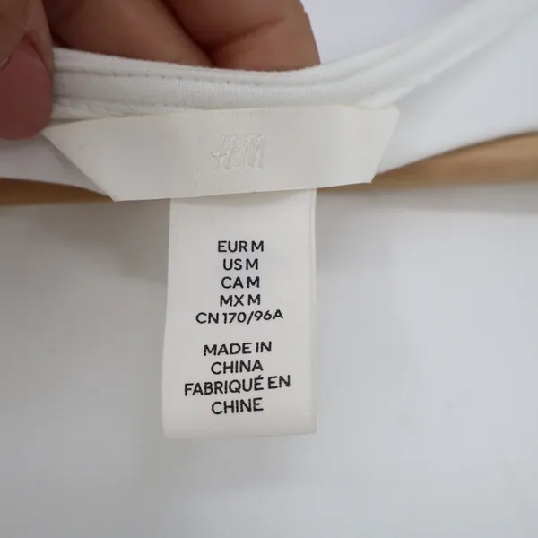 H&M Womens White Square Neck Short Sleeve Stretch Top Size M - Image 2