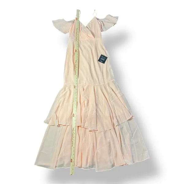 Lulus NWT Brilliant Perfection Blush Pink Cold-Shoulder Tiered Maxi Dress Size S - Image 3