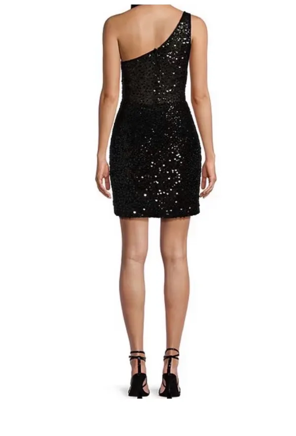 GB Juniors Black One-Shoulder Black Sequin Dress - Juniors Size 7 Formal NWT - Image 2