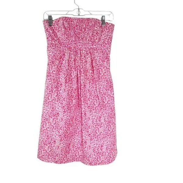 Vintage 90’s Lilly Pulitzer White Label Cotton Strapless Snorklin’ Dress Pink 2 - Image 7
