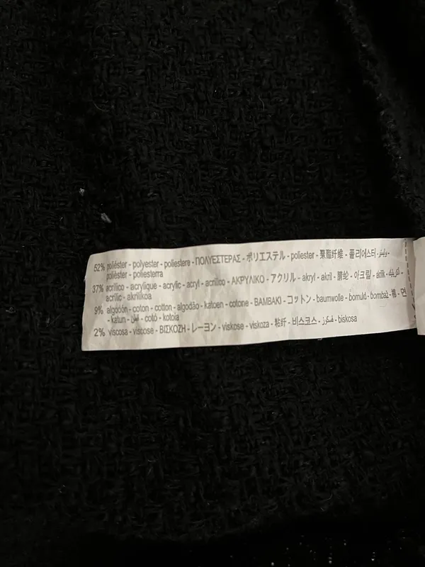 Zara Black Textured Tweed Waistcoat with Frayed Trims and Gold Buttons - Image 12