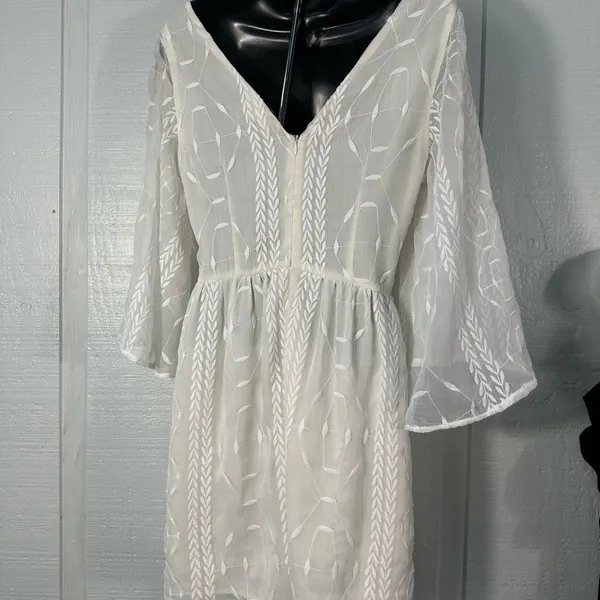 Sugar+Lips Off White Boho Lace Overlay Dress No Size EUC - Image 5