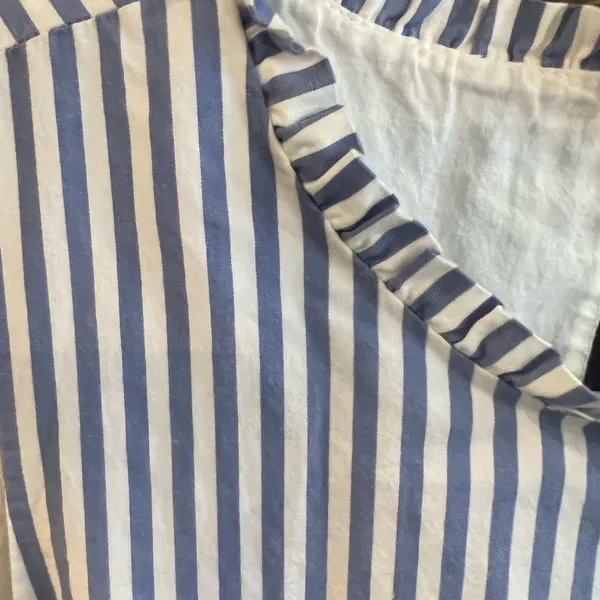 J. Crew Blue White Stripped Seersucker Tiered Dress Size 4 Preppy Southern EUC - Image 5