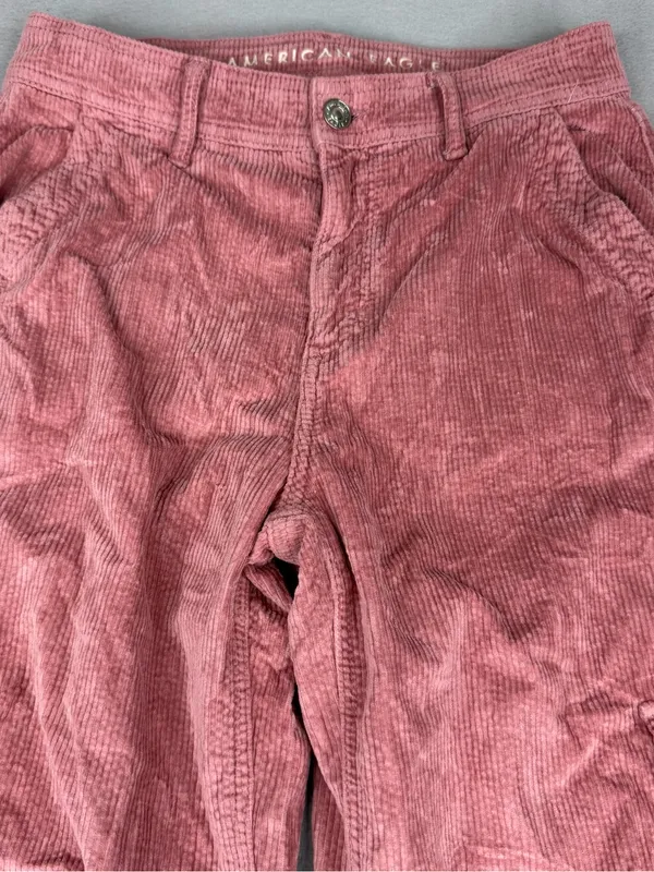American Eagle Pink Corduroy Cargo Pants Womens 0 Super High Rise Baggy Wide Leg - Image 2
