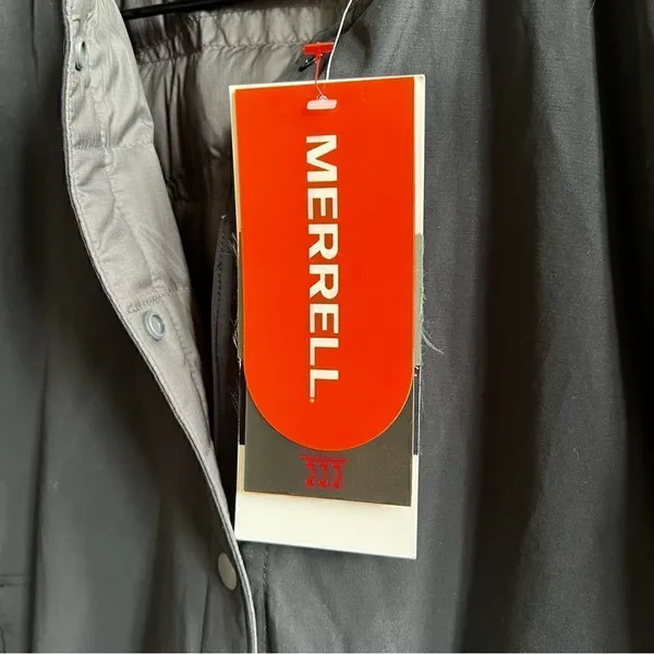 Merrell NWT Trailhead Insulated Reversible Bomber Jacket Size Small Black Grey - Image 4