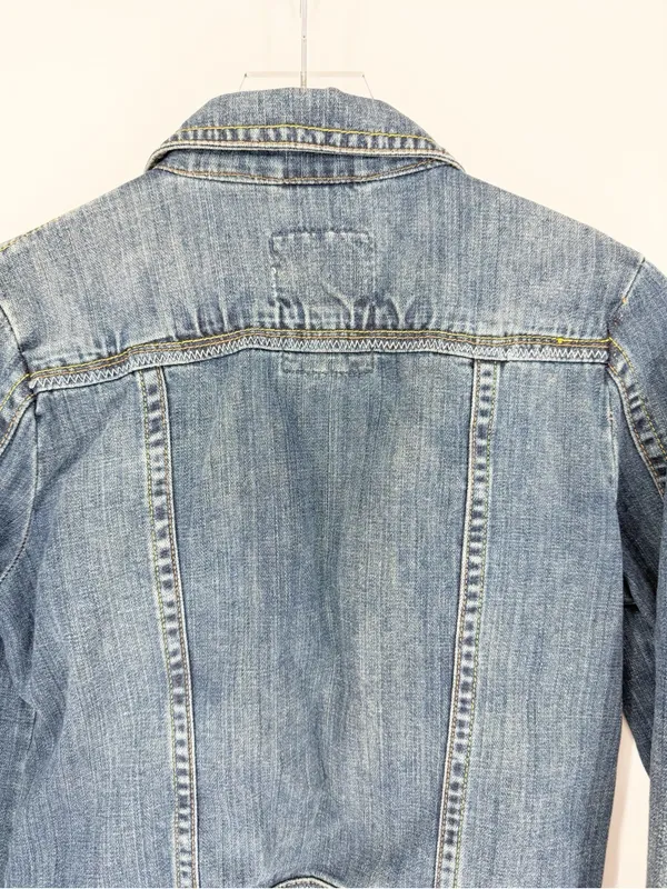 Vintage Aeropostale Stitched Denim Jacket Women's M Blue Boho - Image 6