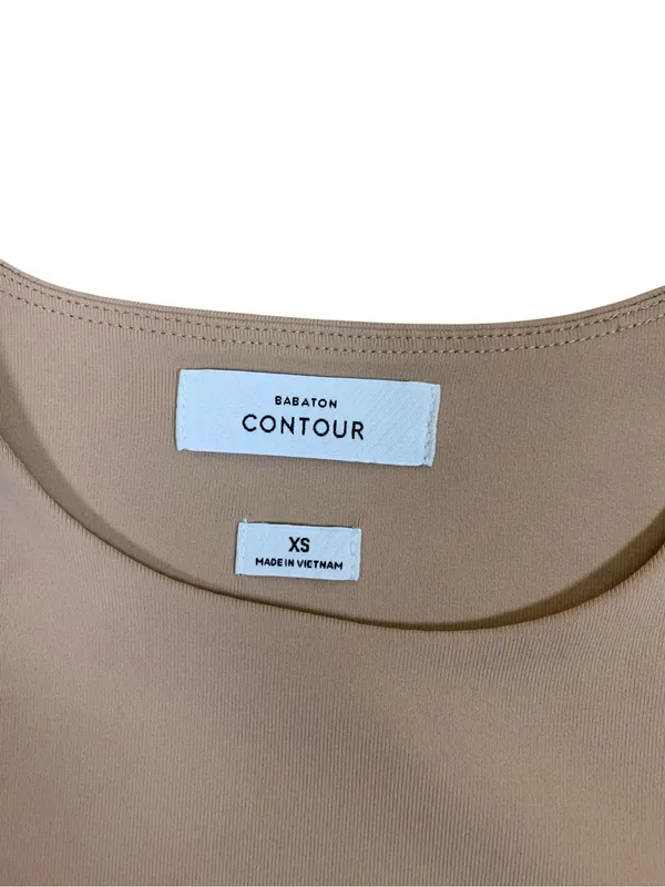 Babaton Contour Beige Long Sleeve Crew Neck Thong Bodysuit XS Stretch‎ - Image 2