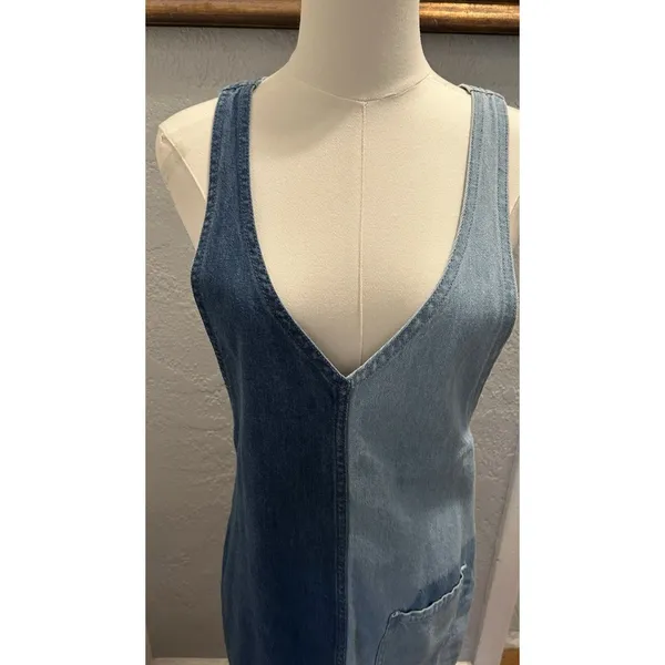 Divided H&M Denim Bib Overall Jumper Dress Women's 6 O-ring Racerback Trendy - Image 2