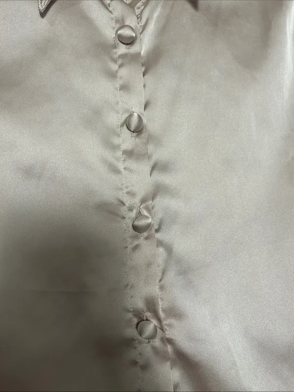 Amazon Women's Satin Button-Up Blouse in Champagne - Image 3