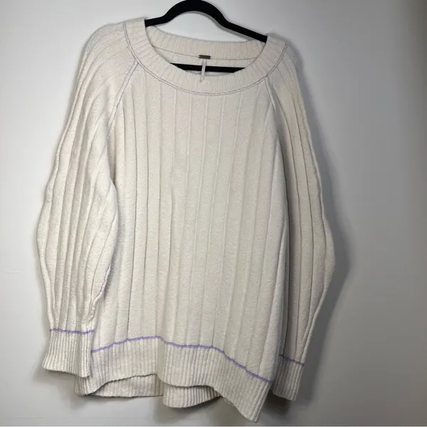 Free People Venus tunic Cream Cowl Neck Sweater size M oversized‎ cozy - Image 5
