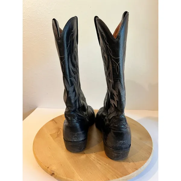 Vintage Dan Post Classic Black Genuine Leather Western Boots Size 9 Women's - Image 9