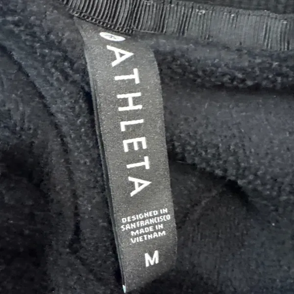 Athleta Cozy Karma Side Zip Mock Neck Sweatshirt Women's Medium Black Soft-Lined - Image 3