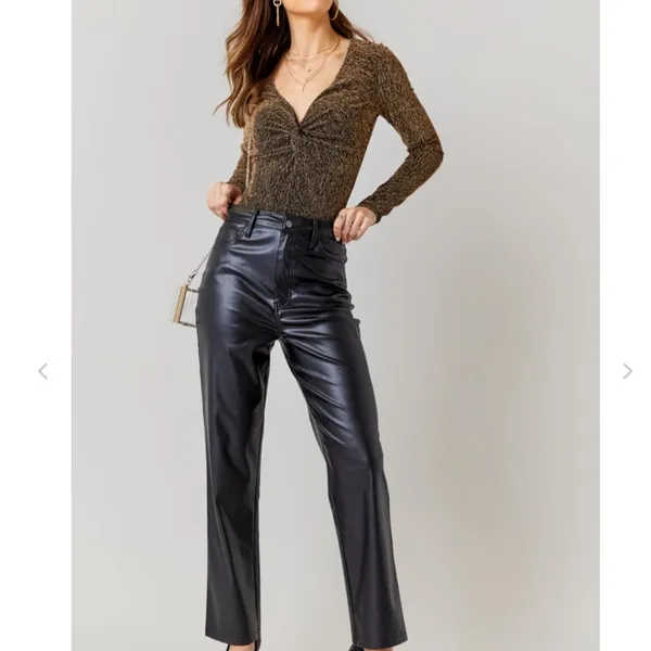 Sadie Front Twist VNeck Glitter Knit Lurex Bodysuit - Image 3